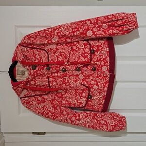 Anthropologie Elevenses Red Ivory Coat‎